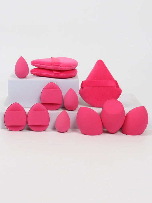 12-Piece Versatile Makeup Sponge Set for Flawless Application: 3 Loose Powder Puffs, 3 Mini Air Cushion Puffs, 3 Beauty Eggs