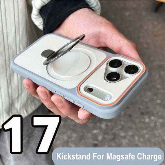 iPhone 17 16 15 14 13 12 11 Pro Max Shockproof Bumper Case with Matte Finish & Kickstand - MagSafe Compatible Armor Cover