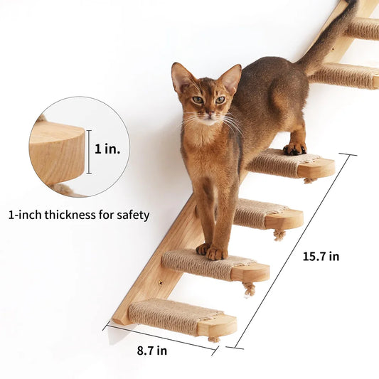 Wall-Mounted Cat Tree with Scratching Post, Jumping Platform, and Hammock for Cats