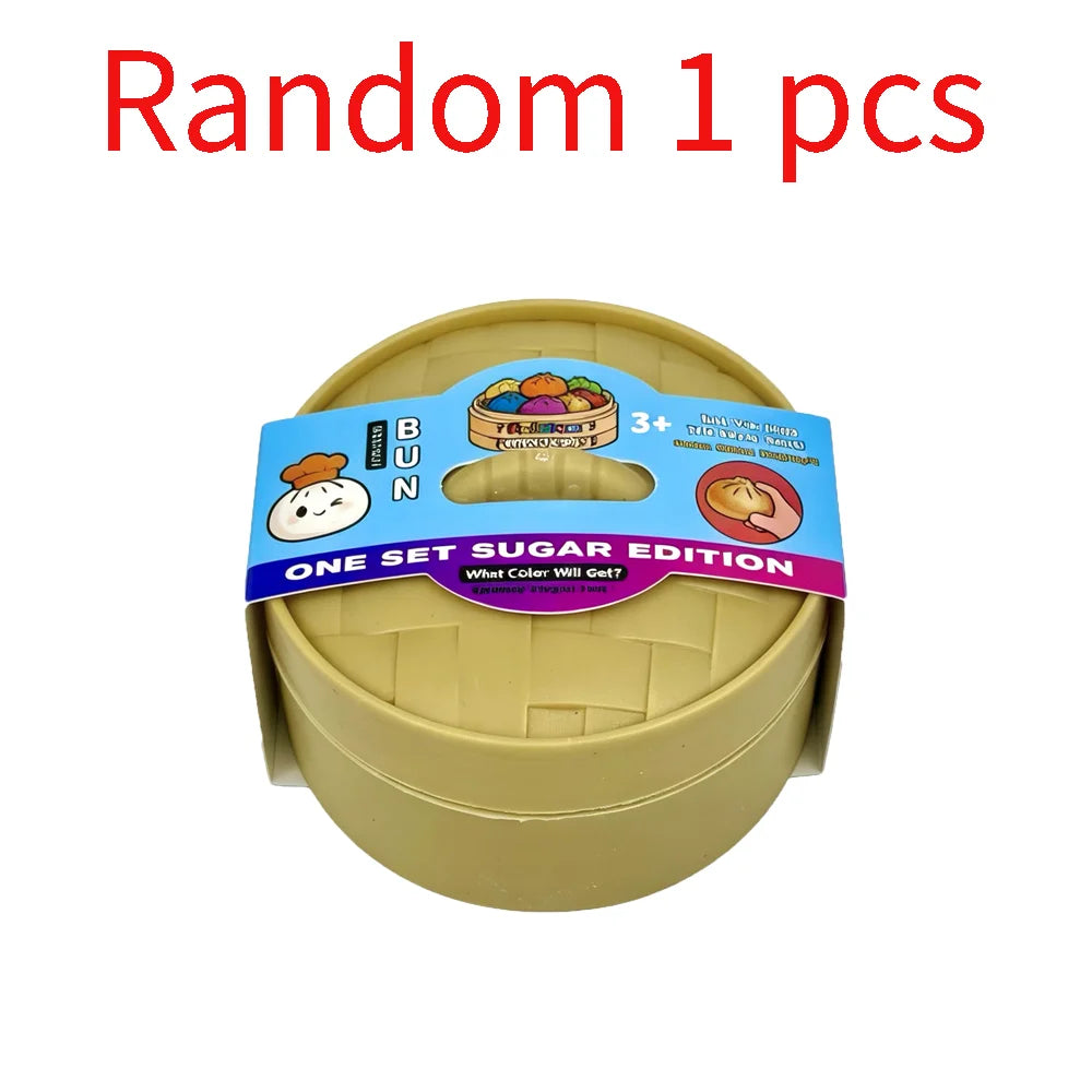 Colorful Simulated Steamed Bun Squeeze Toy - 1-6pcs Blind Box for Stress Relief & Sensory Play
