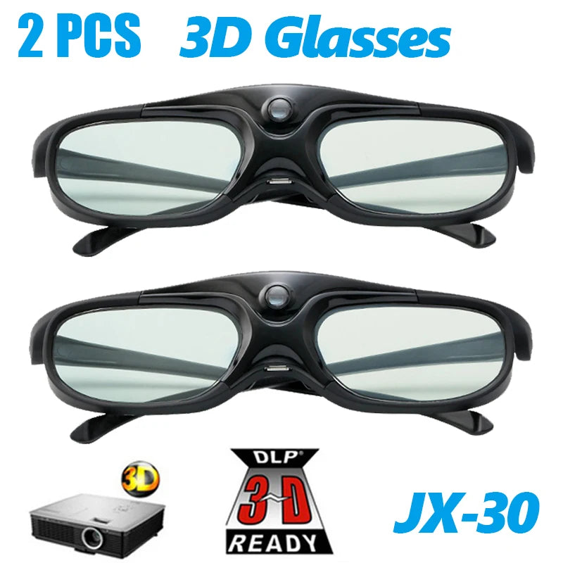 2PCS Active Shutter 3D Glasses for BenQ, Acer, Optoma, and XGIMI Projectors - 96-144HZ Immersive Experience