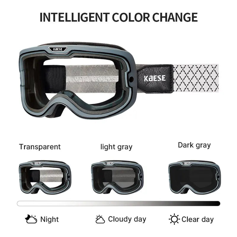 UV 400 Motorcycle Riding Glasses - Photochromic Sports Goggles for Motocross, Skating, Windproof & Dustproof Protection