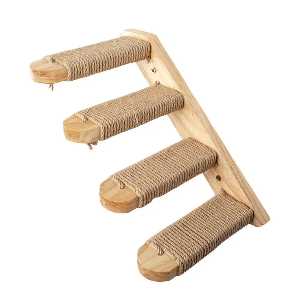 Wall-Mounted Cat Tree with Scratching Post, Jumping Platform, and Hammock for Cats