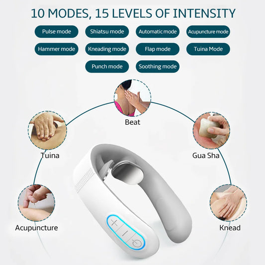 Pulse Neck Massager for Cervical Pain Relief – Smart Electric EMS TENS Therapy for Muscle Relaxation and Kneading