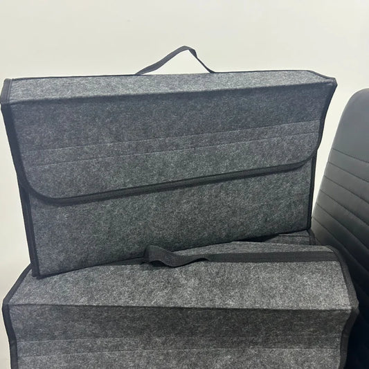 Gray Anti-Slip Car Trunk Organizer | Soft Felt Compartment Storage Bag for Vehicle Accessories