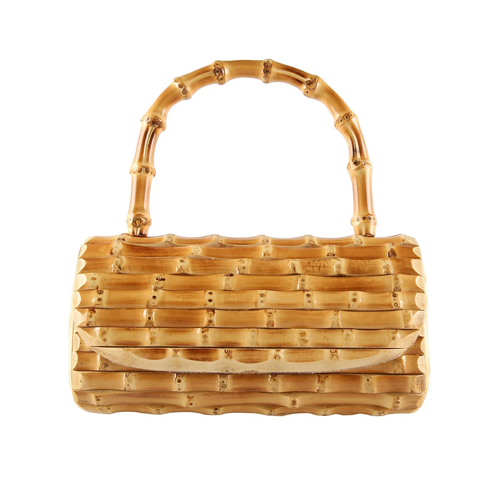 Nilerun Women's Handmade Bamboo Evening Bag - Unique Rattan Straw Purse for Chic Night Out