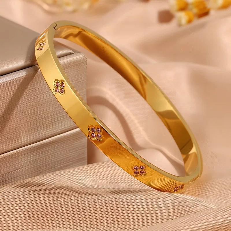 ZAKOL Sparkling Zirconia Stainless Steel Bracelet Set for Women - Stackable Bangles Fashion Jewelry Gift