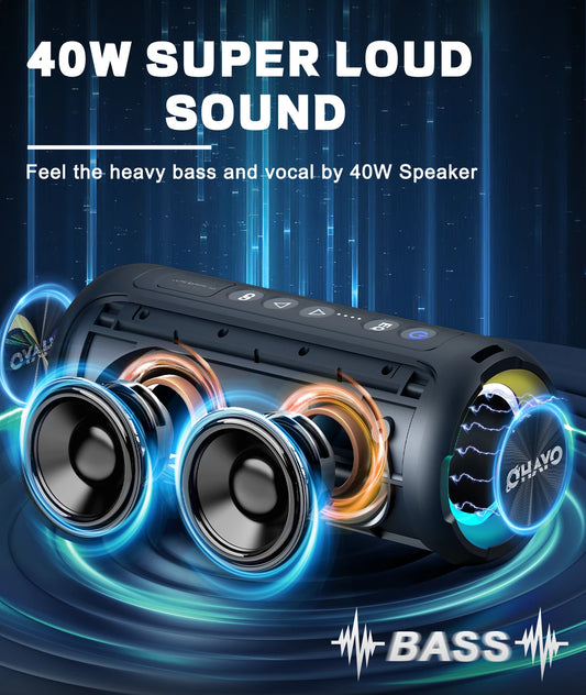 Ortizan X8 Pro Portable Bluetooth Speaker – 40W Stereo Sound, IPX7 Waterproof, 30H Playtime, RGB Lights, 3 EQ Modes