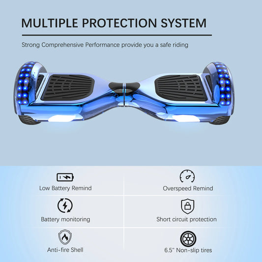 RCB 6.5 Inch Bluetooth Hoverboard with LED Lights - Fun Ride for Kids and Adults