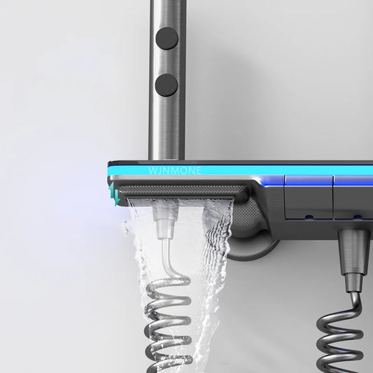Luxury Digital Shower System with LED Lights & Tempered Glass - Smart Thermostat Mixer Faucet for Modern Bathrooms
