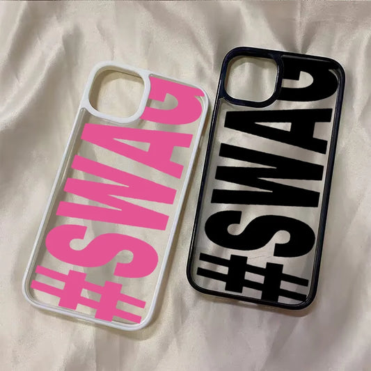 SWAG Bold Letter Shockproof Phone Case for iPhone 11 12 13 14 15 16 Pro Max, SE 2022, X XR XS Max, 7 8 Plus