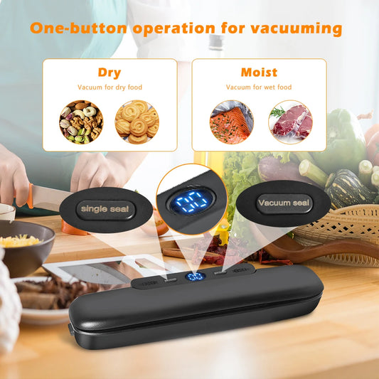 saengQ Vacuum Sealer for Food Storage - Includes 10 Vacuum Bags for Home Use, Ideal for Meal Prep and Freshness