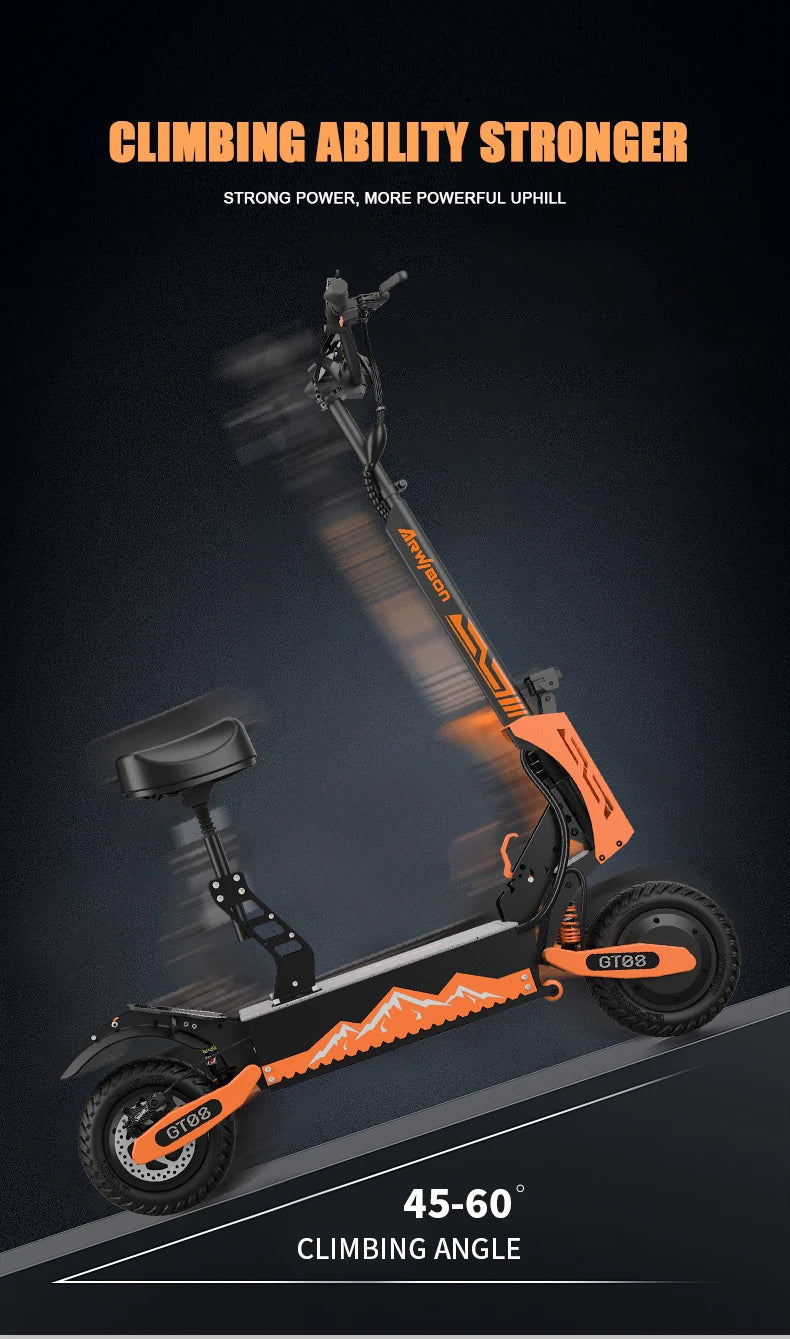Arwibon GT08 Folding Electric Scooter for Adults, 5600W Motor, 46MPH, 60V27AH, 11" Off-Road Tires, Sport & Commuter