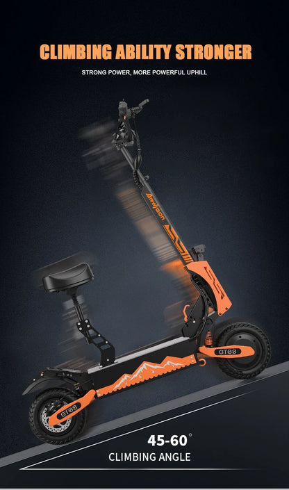 Arwibon GT08 Folding Electric Scooter for Adults, 5600W Motor, 46MPH, 60V27AH, 11" Off-Road Tires, Sport & Commuter