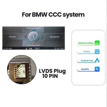 Wireless CarPlay & Android Auto Decoder for BMW NBT/CIC/EVO Series 1-7, X1-X5, F20-F30, E60-E90, F48-F25, E84, F10