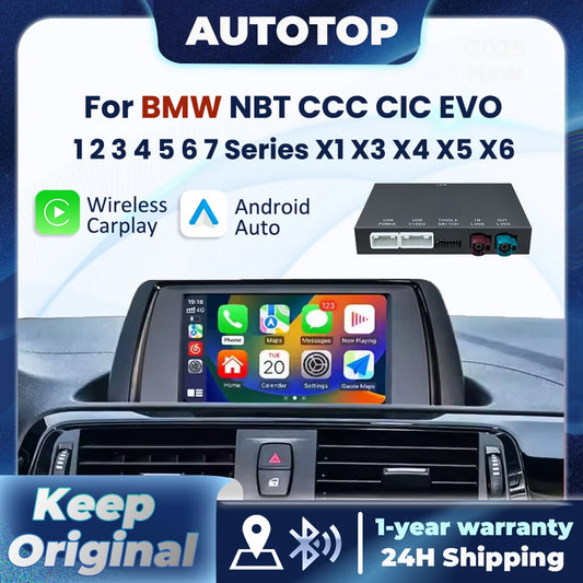 Wireless CarPlay & Android Auto Decoder for BMW NBT/CIC/EVO Series 1-7, X1-X5, F20-F30, E60-E90, F48-F25, E84, F10