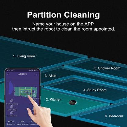 ABIR X8 Laser Robot Vacuum Cleaner for Multi-Floor Home Carpet Cleaning with Zone & Restricted Area Settings