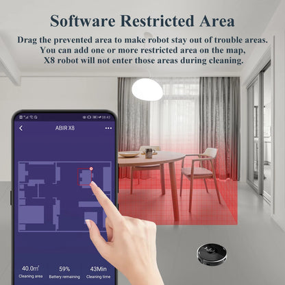 ABIR X8 Laser Robot Vacuum Cleaner for Multi-Floor Home Carpet Cleaning with Zone & Restricted Area Settings