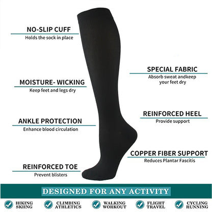 Varicose Veins Compression Socks for Golf, Rugby, Running, Hiking, Travel & Driving - Unisex Anti-Fatigue Support