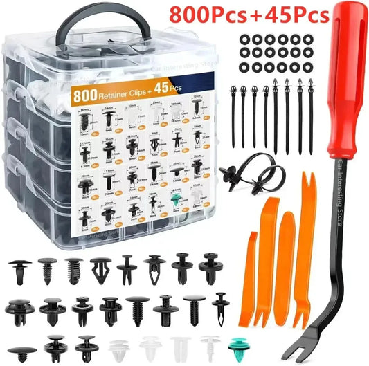 Car Fastener Clip Kit - 800pcs Auto Body Rivets for Fender, Bumper, Door Trim Panel Repair