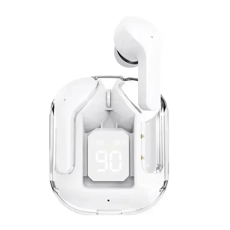 T2 TWS Bluetooth Earbuds with Digital Display - Transparent ENC Headphones for Smartphones, Stereo Sound