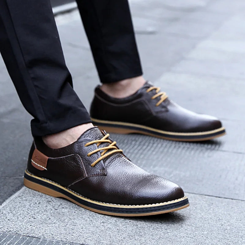 Men's Genuine Leather Brogue Oxfords - Italian Luxury Dress Shoes, Lace-Up Moccasins, Casual Plus Size 38-48