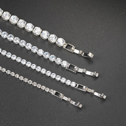 Silver Zircon Tennis Bracelet for Women & Men - Dazzling 2.5/3/4/5mm Crystal Hand Chain for Weddings & Punk Fashion Jewelry
