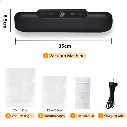 saengQ Vacuum Sealer for Food Storage - Includes 10 Vacuum Bags for Home Use, Ideal for Meal Prep and Freshness