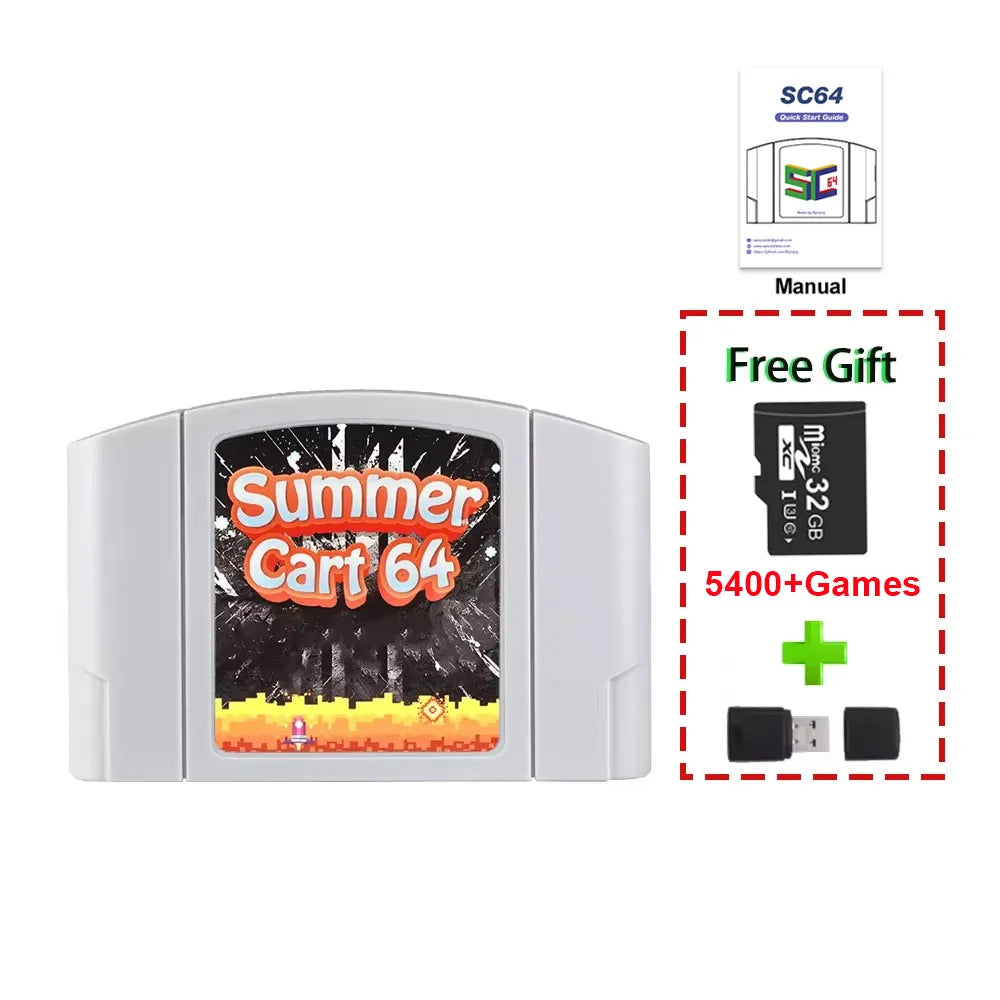 5400-in-1 N64 Game Cartridge with 32GB TF Card - No Region Restrictions for Nintendo 64 Retro Gaming