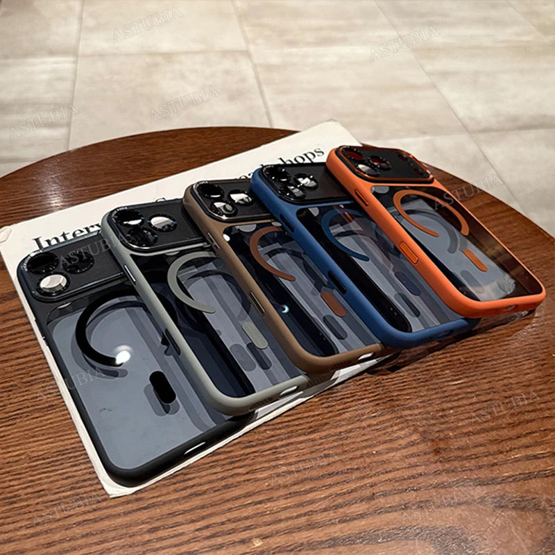 Luxury Magnetic Metal Bumper Case for iPhone 11-17 Pro Max Plus | Wireless Charging Compatible, Hard Protection Cover