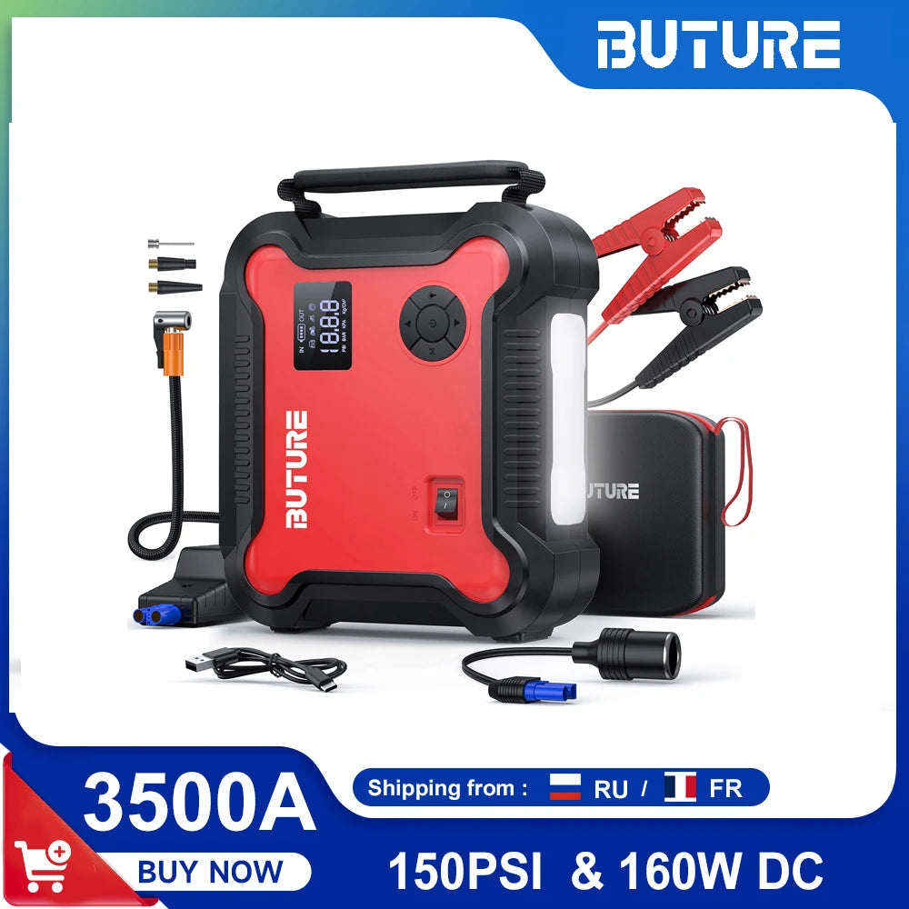 Buture 5-in-1 Car Jump Starter & Tire Inflator - 26800mAh Power Bank with 160W DC Output for Roadside Emergencies