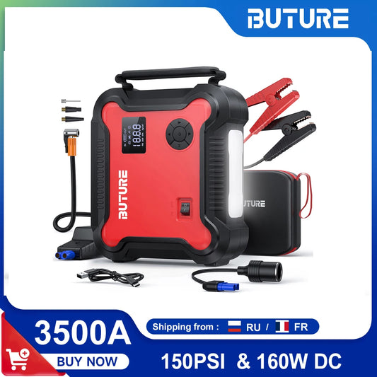 Buture 5-in-1 Car Jump Starter & Tire Inflator - 26800mAh Power Bank with 160W DC Output for Roadside Emergencies