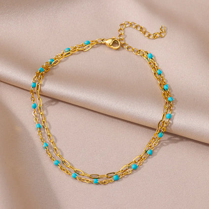 Gold Imitation Pearl Chain Anklet for Women - Summer Beach Leg Bracelet Accessory