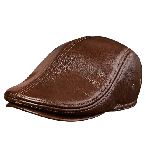2025 Genuine Leather Beret Hat for Men - Stylish Winter Cap, Warm & Windproof, Vintage Peaked Driver Hat Gift
