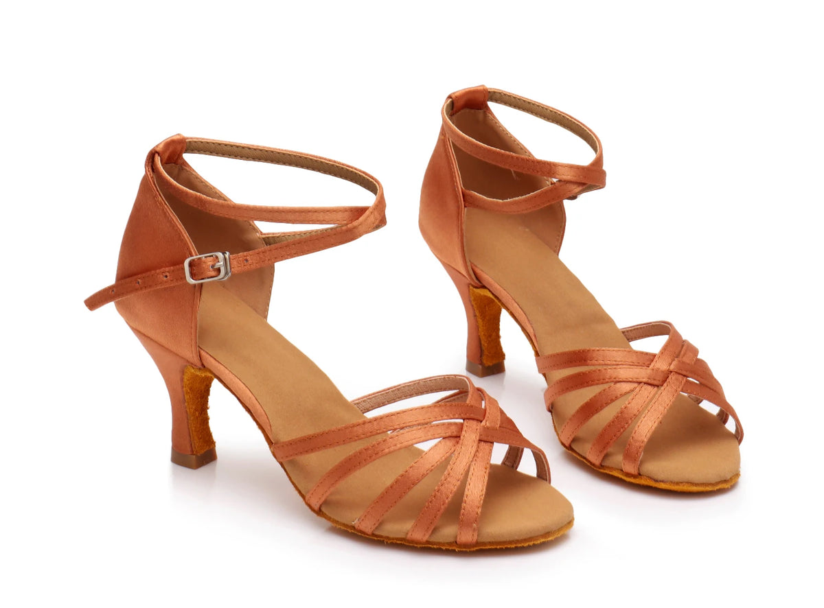 Latin Dance Shoes for Women - Professional Suede Soft Sole Sneakers for Salsa, Jazz & Ballroom Practice - 5/7cm Heel Heights