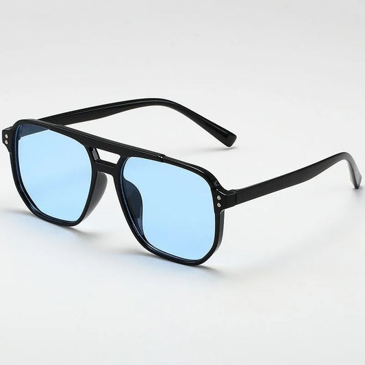 Men's Vintage Square Sunglasses - Unisex UV400 Black Lens Shades for Stylish Sun Protection