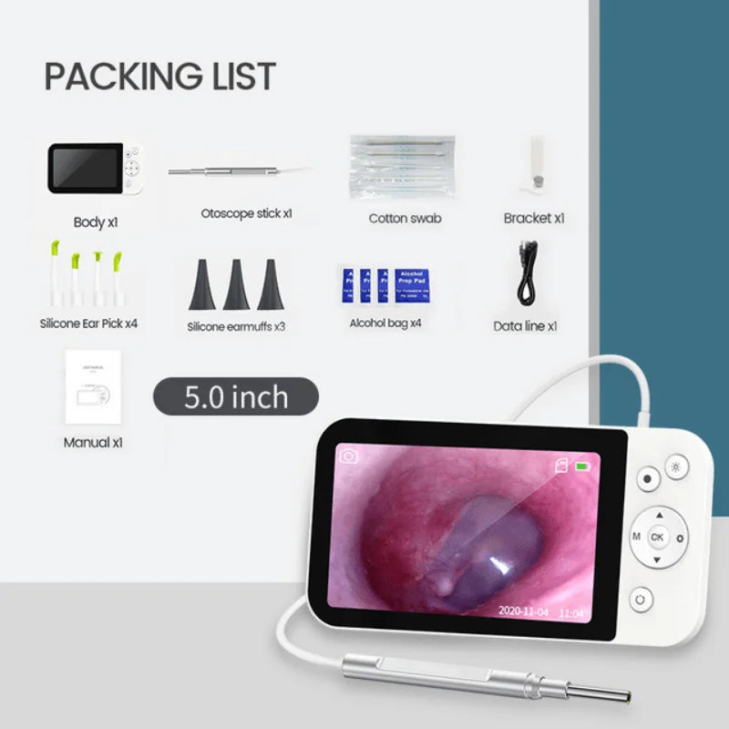 Digital Otoscope by [Brand Name]: 1080P HD Ear Scope with 3.9mm Camera & Rechargeable 2500mAh Battery for Clear Ear Cleaning