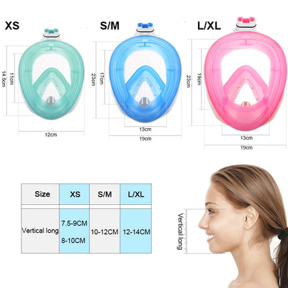 Full Face Anti-Fog Scuba Diving Mask for Adults & Kids - Safe, Waterproof Snorkeling Equipment