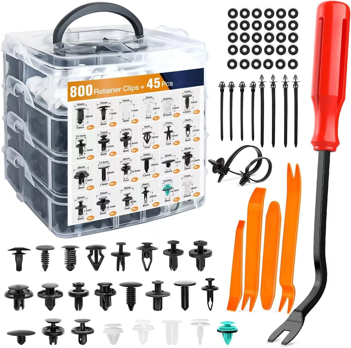 Car Fastener Clip Kit - 800pcs Auto Body Rivets for Fender, Bumper, Door Trim Panel Repair