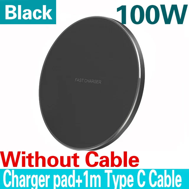 100W Fast Wireless Charger Pad for iPhone 15/14/13/12/11 Pro Max & Samsung Galaxy S24/S23/S22/S20 - Xiaomi Compatible Charging Station