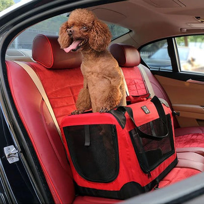 Dog Travel Carrier for Large & Medium Pets - Secure, Portable Folding Pet Cage for Cars - Ideal Dog & Cat Outings
