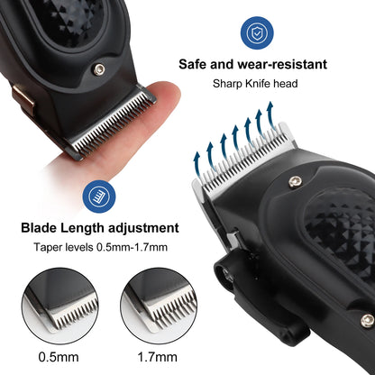 Hiena Hair Clipper Set - Cordless Metal Hair Trimmer with LCD Display for Professionals
