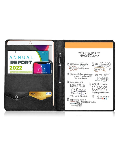 Multifunctional A4 Leather Conference Folder for Professionals - Travel Document & Contract Organizer