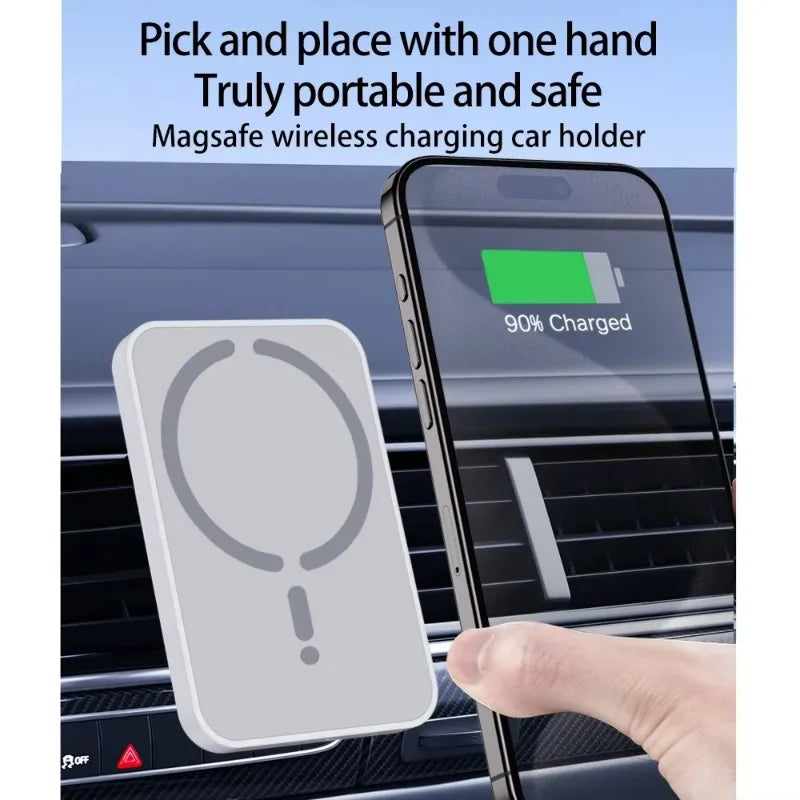 100W Magnetic Wireless Car Charger & Phone Holder for iPhone 16/15/14/13/12 Pro Max - Fast Air Outlet Charging Station