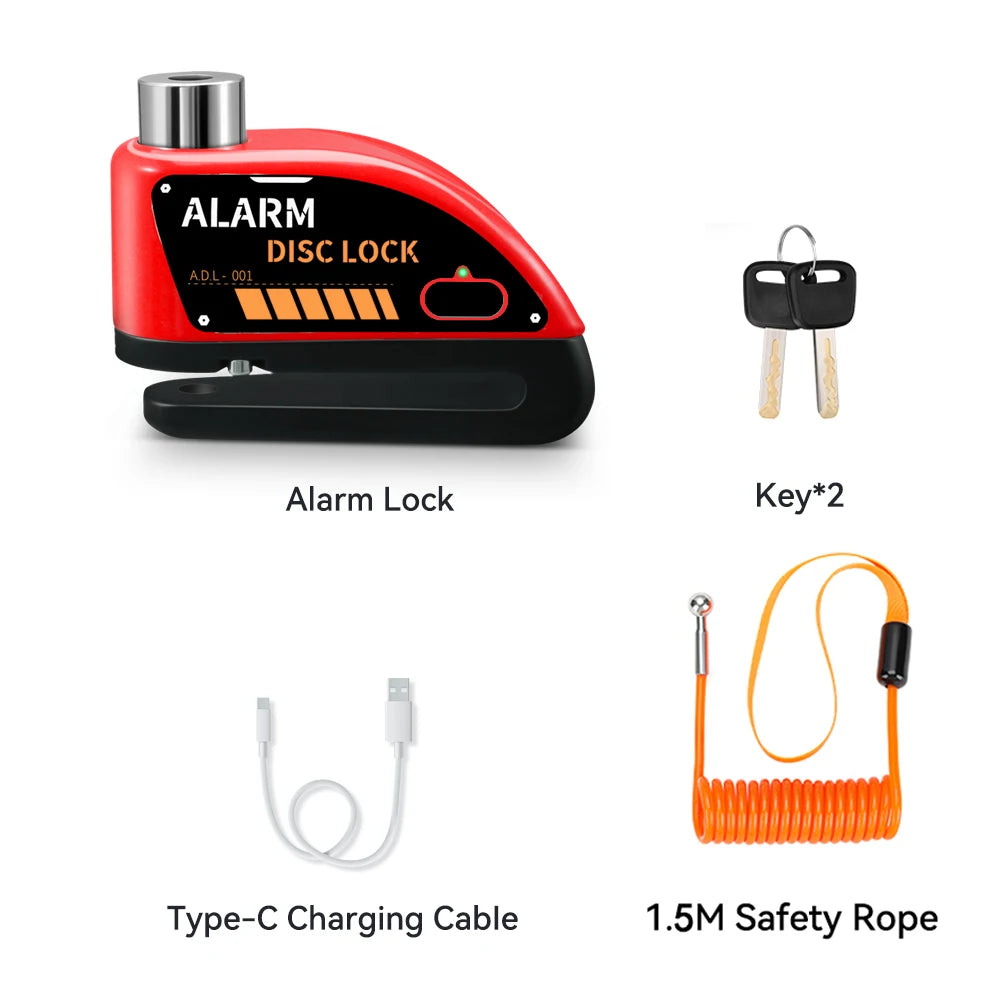 Extractme Motorcycle Alarm Disc Brake Lock - 120dB Anti-Theft Security for Bikes, Scooters & Motorcycles