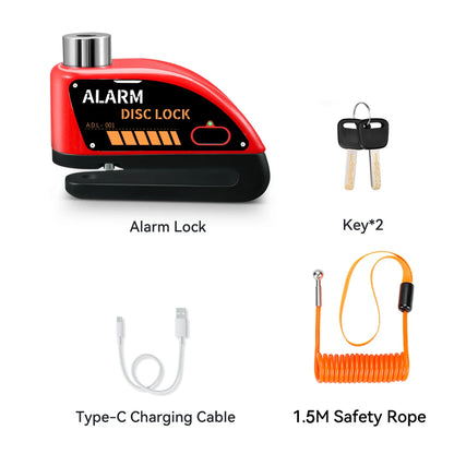 Extractme Motorcycle Alarm Disc Brake Lock - 120dB Anti-Theft Security for Bikes, Scooters & Motorcycles
