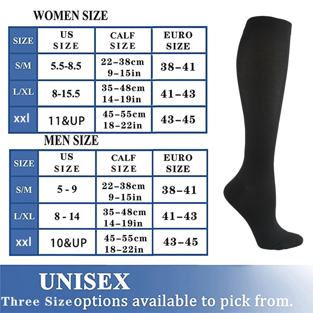 Varicose Veins Compression Socks for Golf, Rugby, Running, Hiking, Travel & Driving - Unisex Anti-Fatigue Support