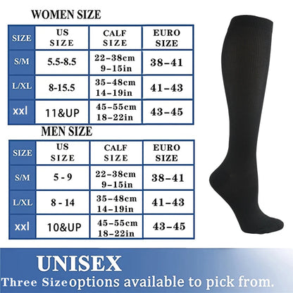 Varicose Veins Compression Socks for Golf, Rugby, Running, Hiking, Travel & Driving - Unisex Anti-Fatigue Support