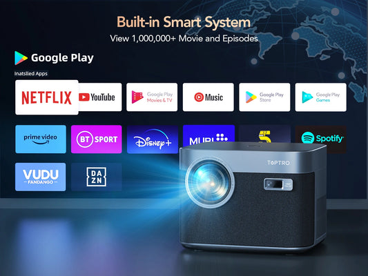 TOPTRO 4K Projector - Native 1080P WiFi6 Bluetooth for Outdoor Home Theater & Movie Nights