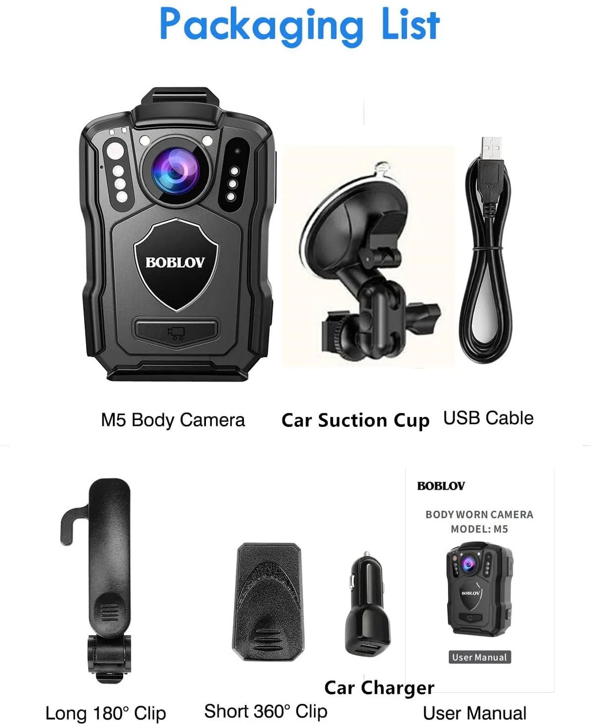 BOBLOV M5 Police Body Camera with GPS, 1440P Video, Night Vision, 128GB Storage, IP67 Waterproof, 4200mAh Battery